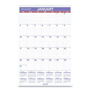 At-A-Glance Monthly Wall Calendar with Ruled Daily Blocks, 20 x 30, White Sheets, 12-Month (Jan to Dec): 2026