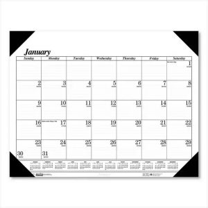 House of Doolittle Recycled One-Color Refillable Monthly Desk Pad Calendar, 22 x 17, White Sheets, Black Binding/Corners,12-Month(Jan-Dec): 2025