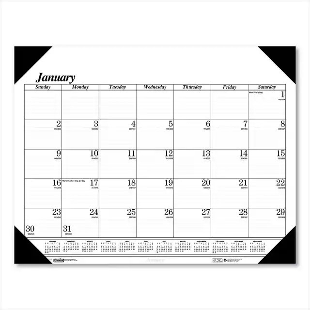 House of Doolittle Recycled One-Color Refillable Monthly Desk Pad Calendar, 22 x 17, White Sheets, Black Binding/Corners,12-Month(Jan-Dec): 2025
